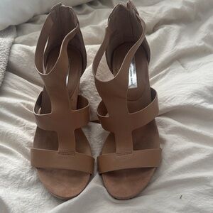 INC Brown Strappy Women's Wedge Sandals